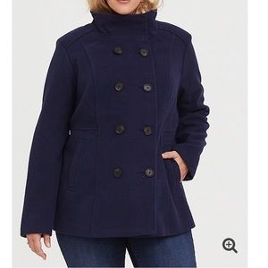 Torrid double breast navy pea coat